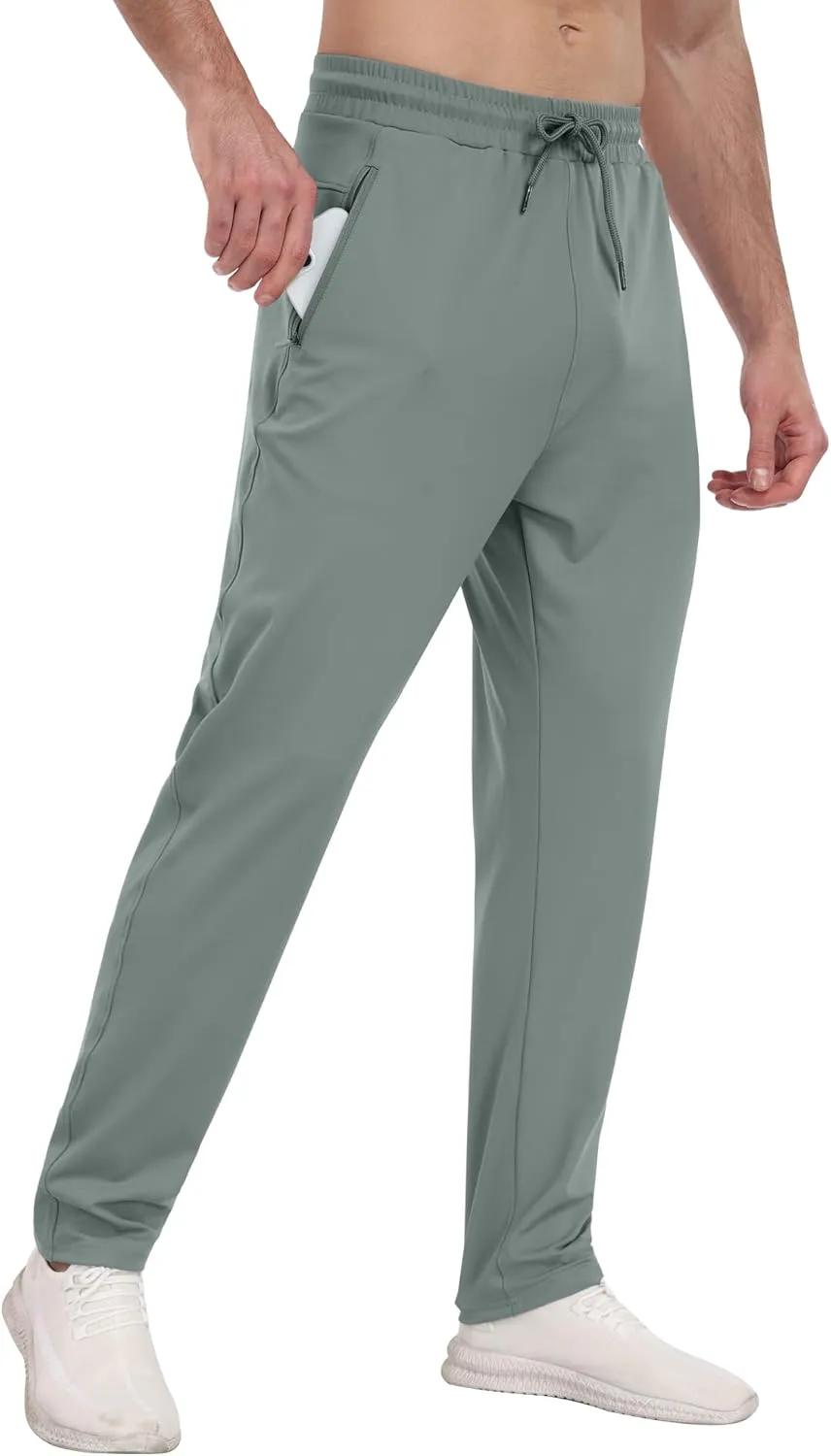 3 Pack Mens Athletic Sweatpants with Zipper Pockets,Workout Gym Joggers Pants for Men Running Jogging Pants