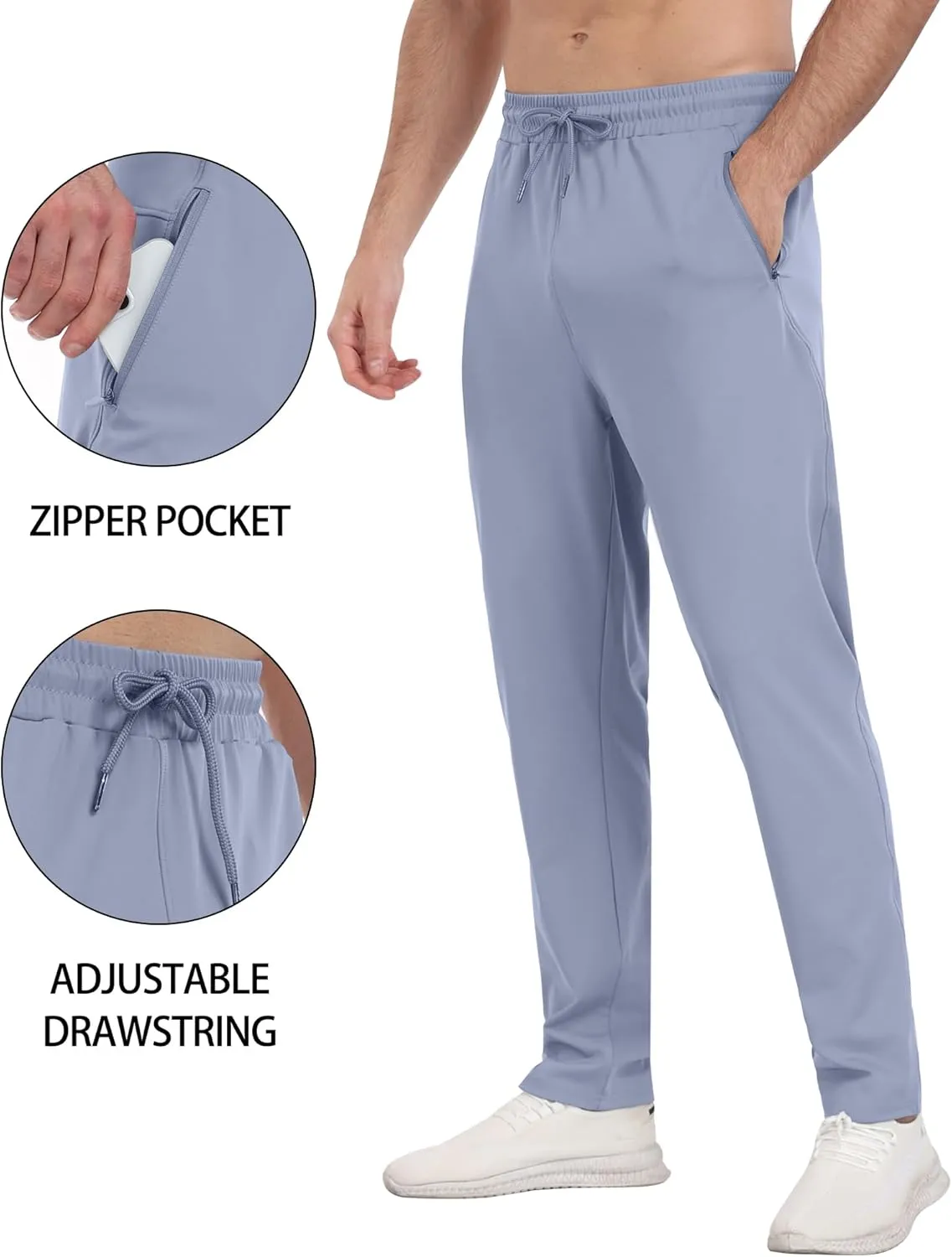 3 Pack Mens Athletic Sweatpants with Zipper Pockets,Workout Gym Joggers Pants for Men Running Jogging Pants