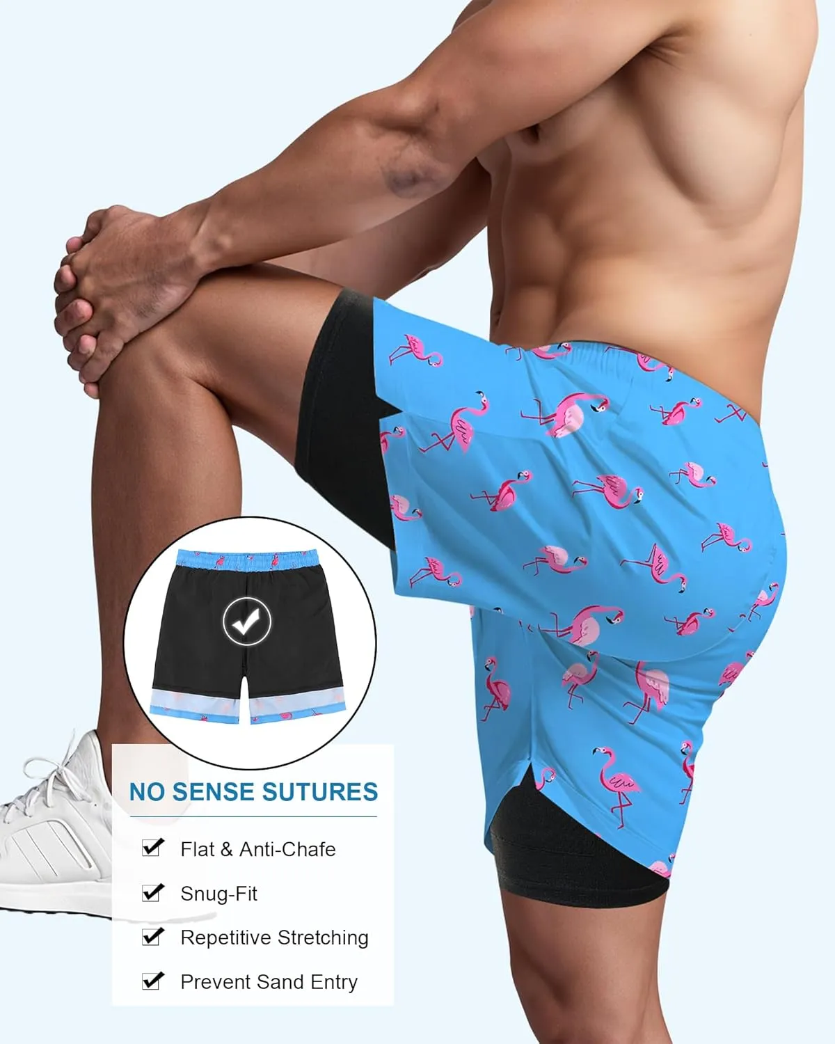American Trends Men's Swim Trunks Board Shorts Quick Dry Mens Swimming Trunks with Compression Liner