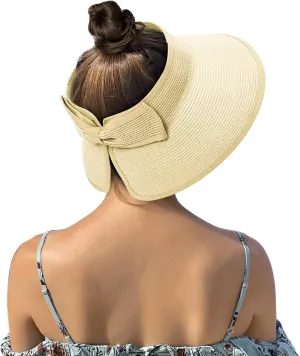 Beach Hats for Women, Packable Sun Hat Womens, Summer Visor Sun Hat, Straw Hats for Women UV Protection, Beach Hat for Girls