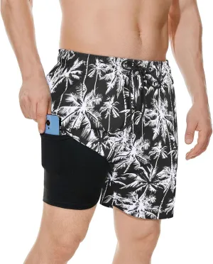 Century Star Mens Swim Trunks with Compression Liner Quick Dry Bathing Suits with Pockets Swim Shorts