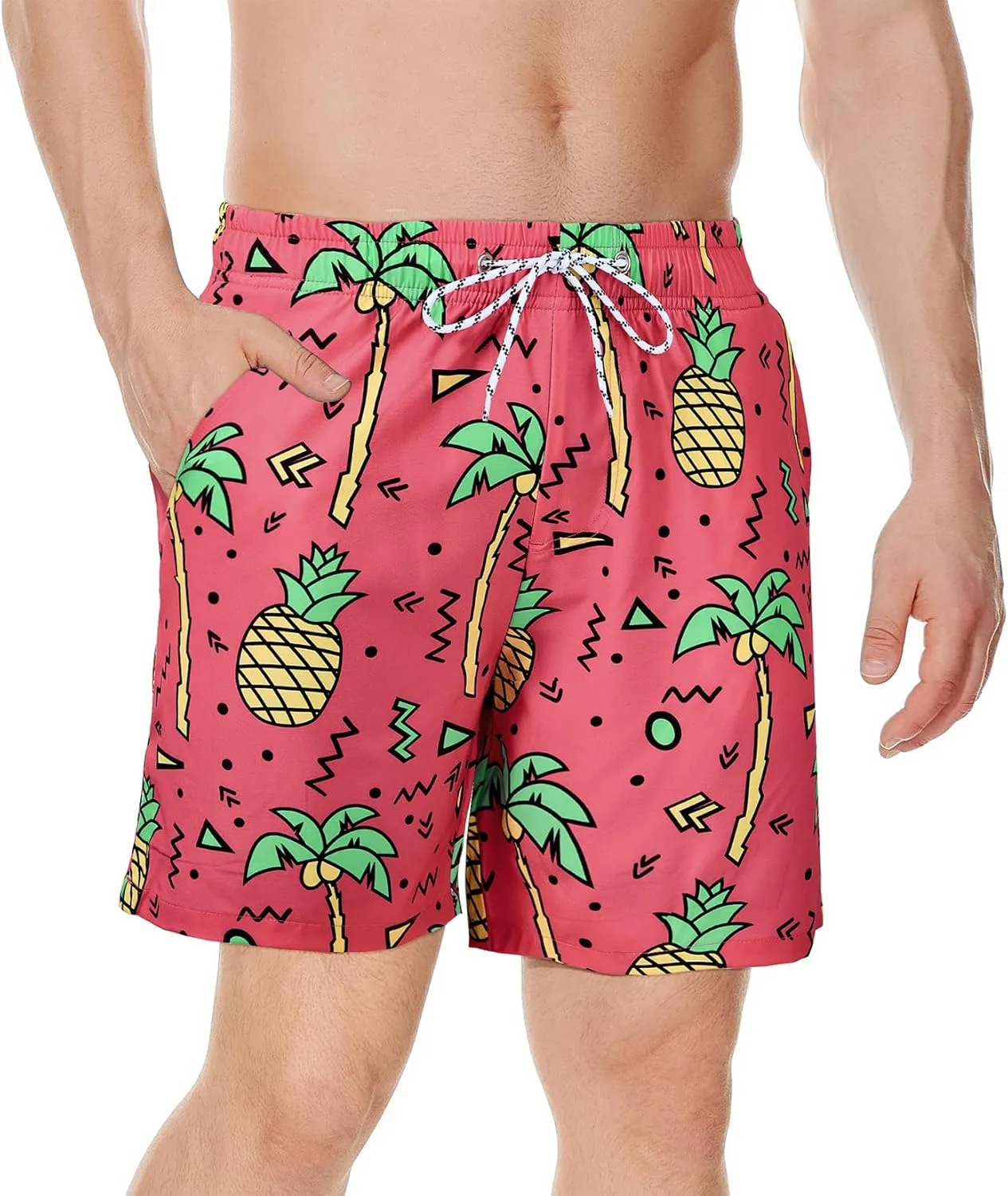 Century Star Mens Swim Trunks with Compression Liner Quick Dry Bathing Suits with Pockets Swim Shorts