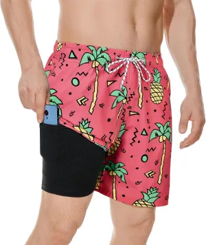 Century Star Mens Swim Trunks with Compression Liner Quick Dry Bathing Suits with Pockets Swim Shorts