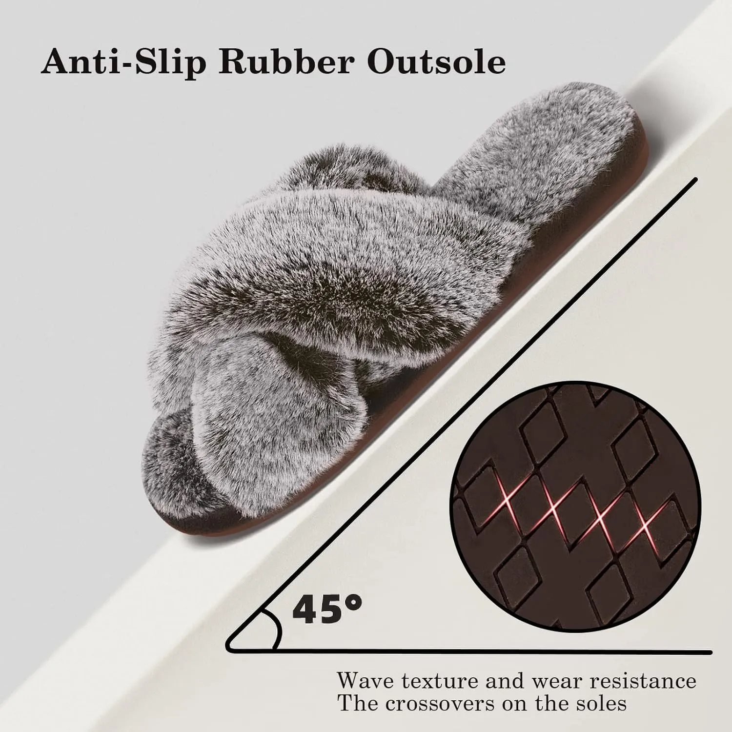 Cozyfurry Womens Cross Band Slippers Cozy Furry Fuzzy House Slippers Open Toe Fluffy Indoor Shoes Outdoor Slip on Warm Breathable Anti-skid Sole