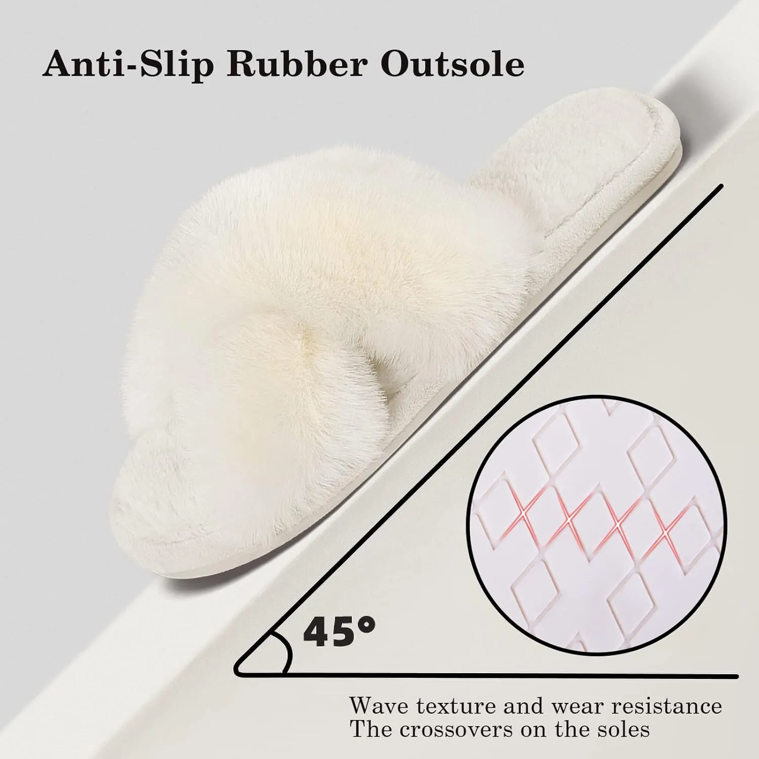 Cozyfurry Womens Cross Band Slippers Cozy Furry Fuzzy House Slippers Open Toe Fluffy Indoor Shoes Outdoor Slip on Warm Breathable Anti-skid Sole