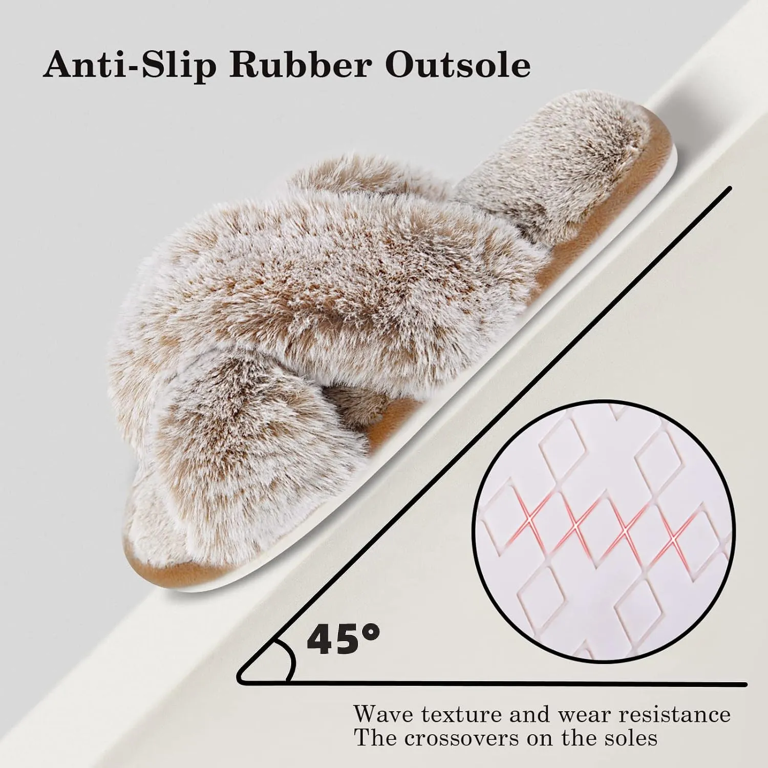 Cozyfurry Womens Cross Band Slippers Cozy Furry Fuzzy House Slippers Open Toe Fluffy Indoor Shoes Outdoor Slip on Warm Breathable Anti-skid Sole