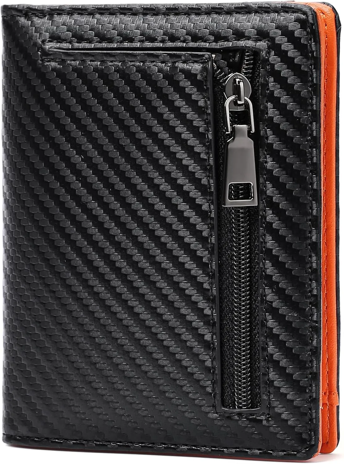 GAEKEAO Mens Wallet Slim Bifold RFID Blocking Thin Credit Card Holder Genuine Leather Minimalist Front Pocket Wallets for Men with Zipper Coin Pocket