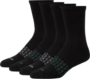 Hanes Men's Absolute Active Cushioned Crew, Moisture Wicking Socks, Seamless Toe, 4-Pack
