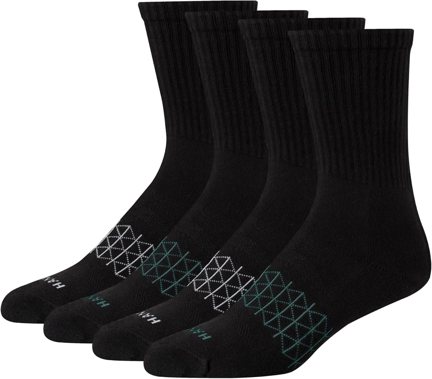 Hanes Men's Absolute Active Cushioned Crew, Moisture Wicking Socks, Seamless Toe, 4-Pack
