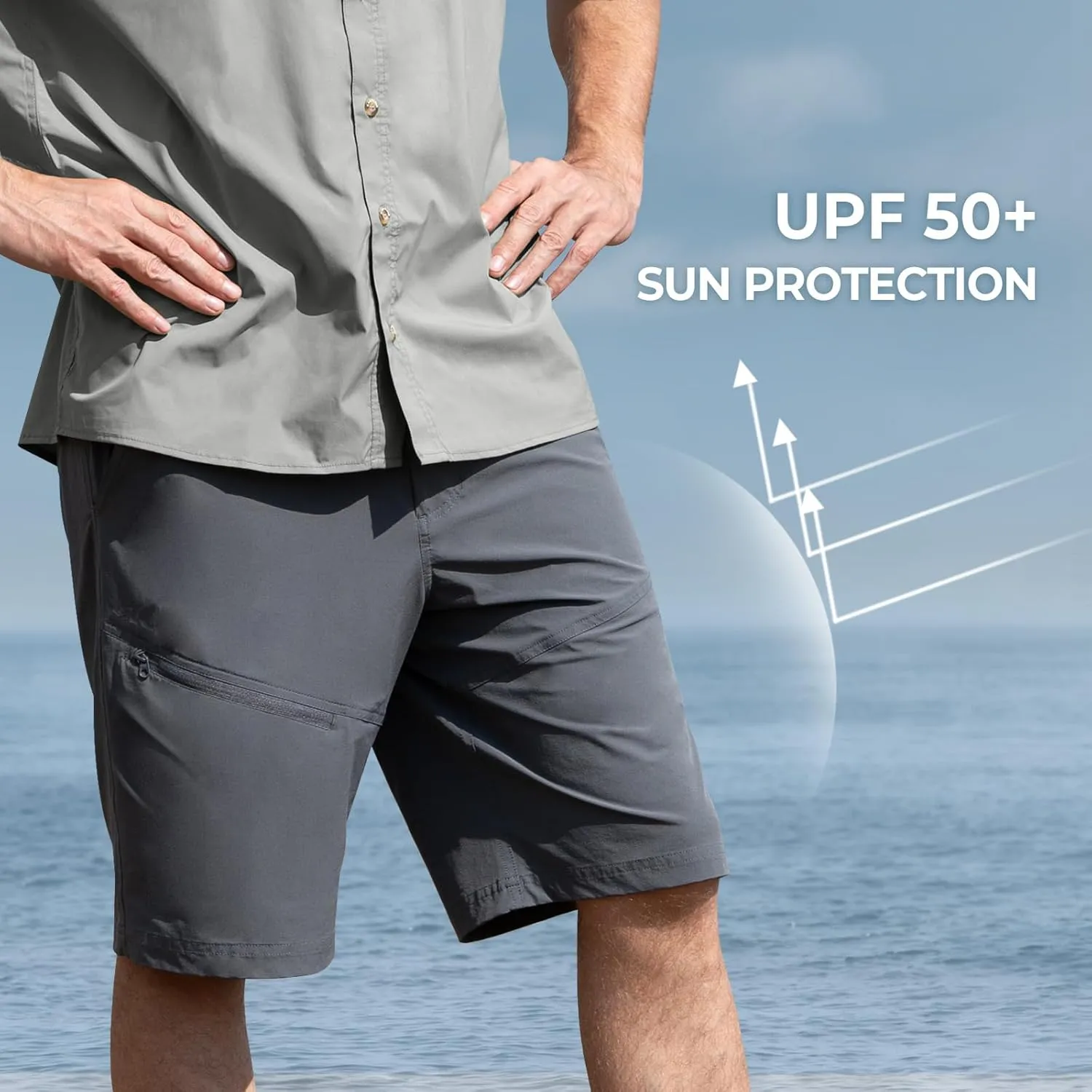KastKing Cool Caster Men's Fishing Shorts, UPF 50  Hiking Shorts, 10.5?? and 7.5?? Available, Water Repellent, 4-Way Stretch