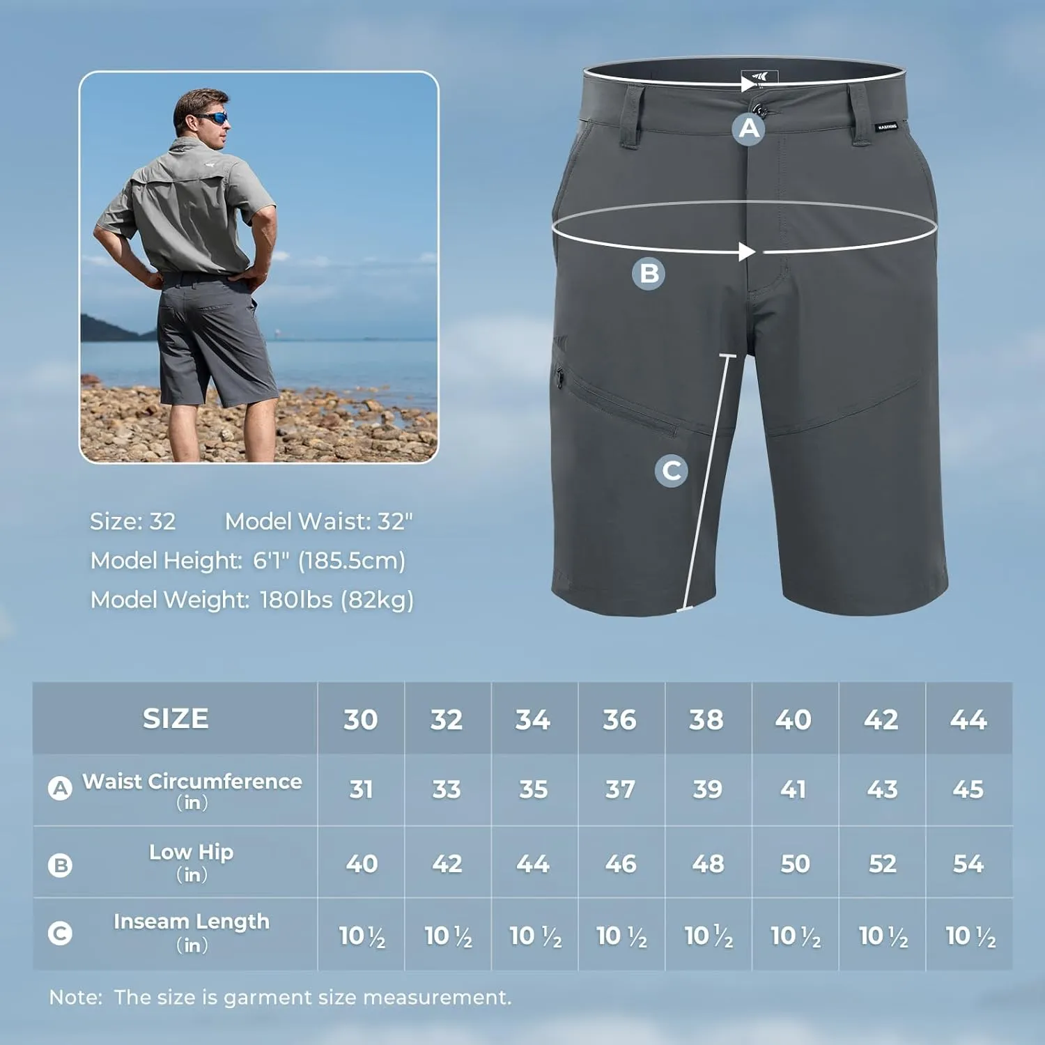 KastKing Cool Caster Men's Fishing Shorts, UPF 50  Hiking Shorts, 10.5?? and 7.5?? Available, Water Repellent, 4-Way Stretch