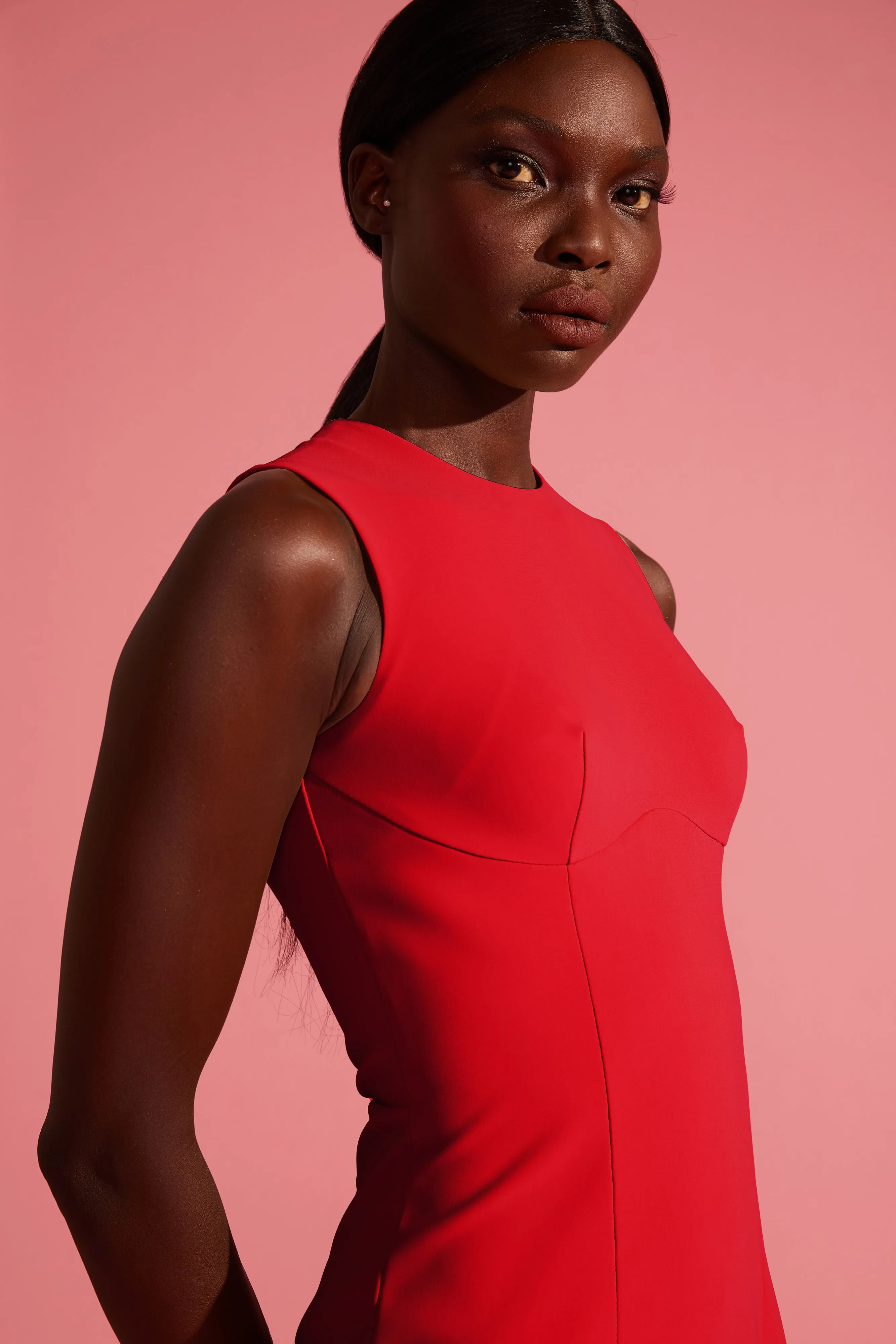 Mini Sheath Dress with Jewel Neckline