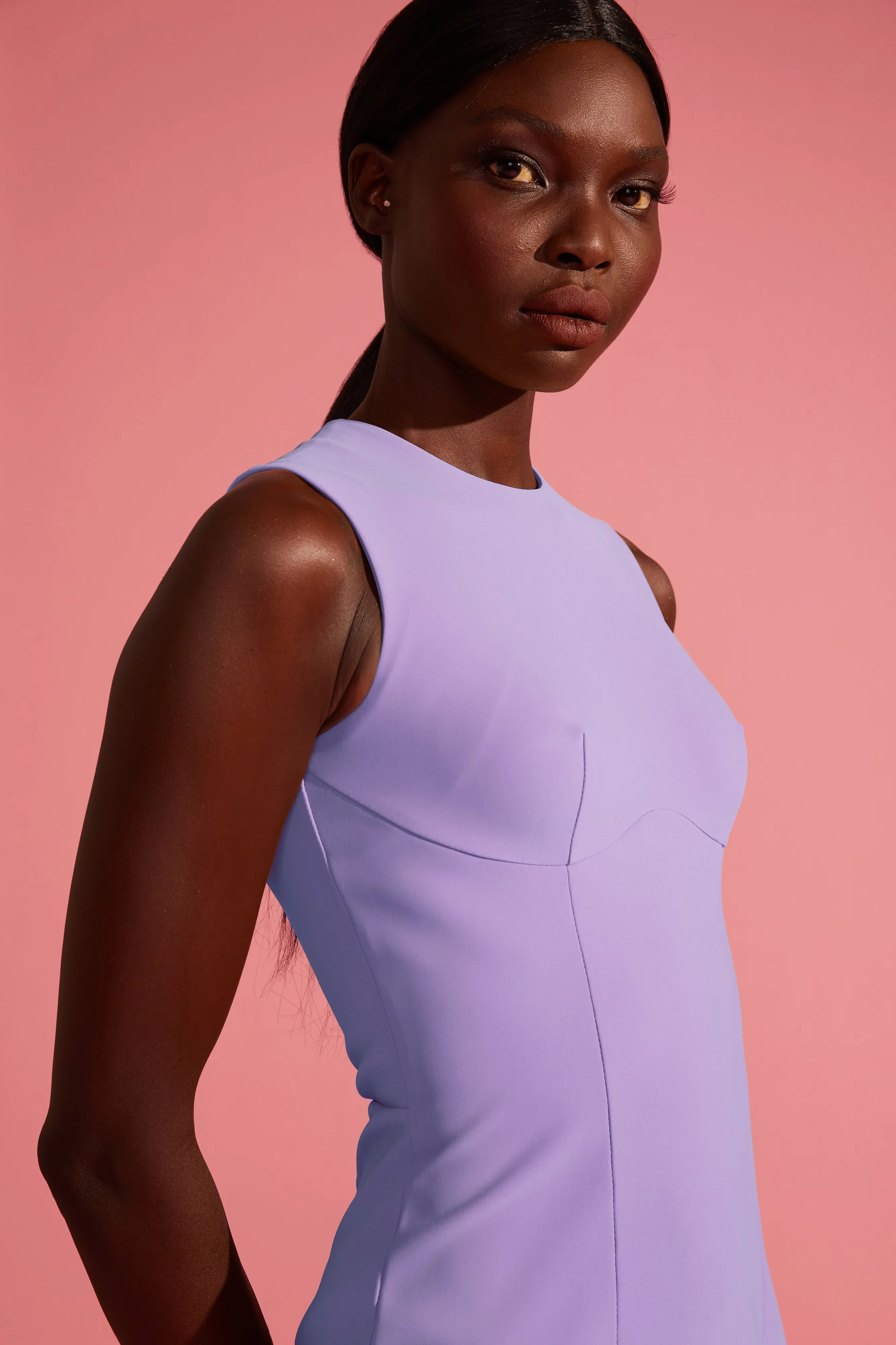 Mini Sheath Dress with Jewel Neckline