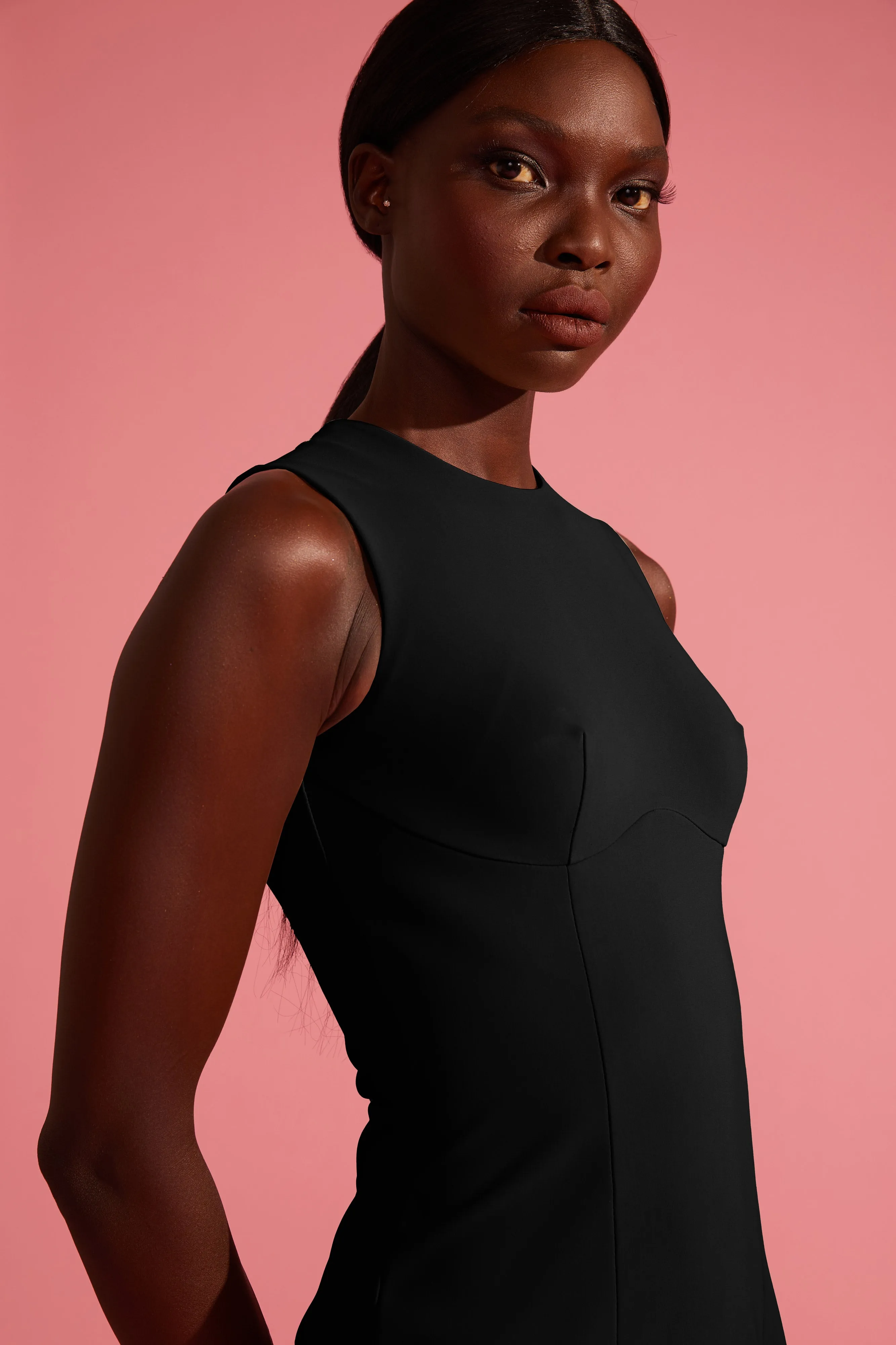 Mini Sheath Dress with Jewel Neckline