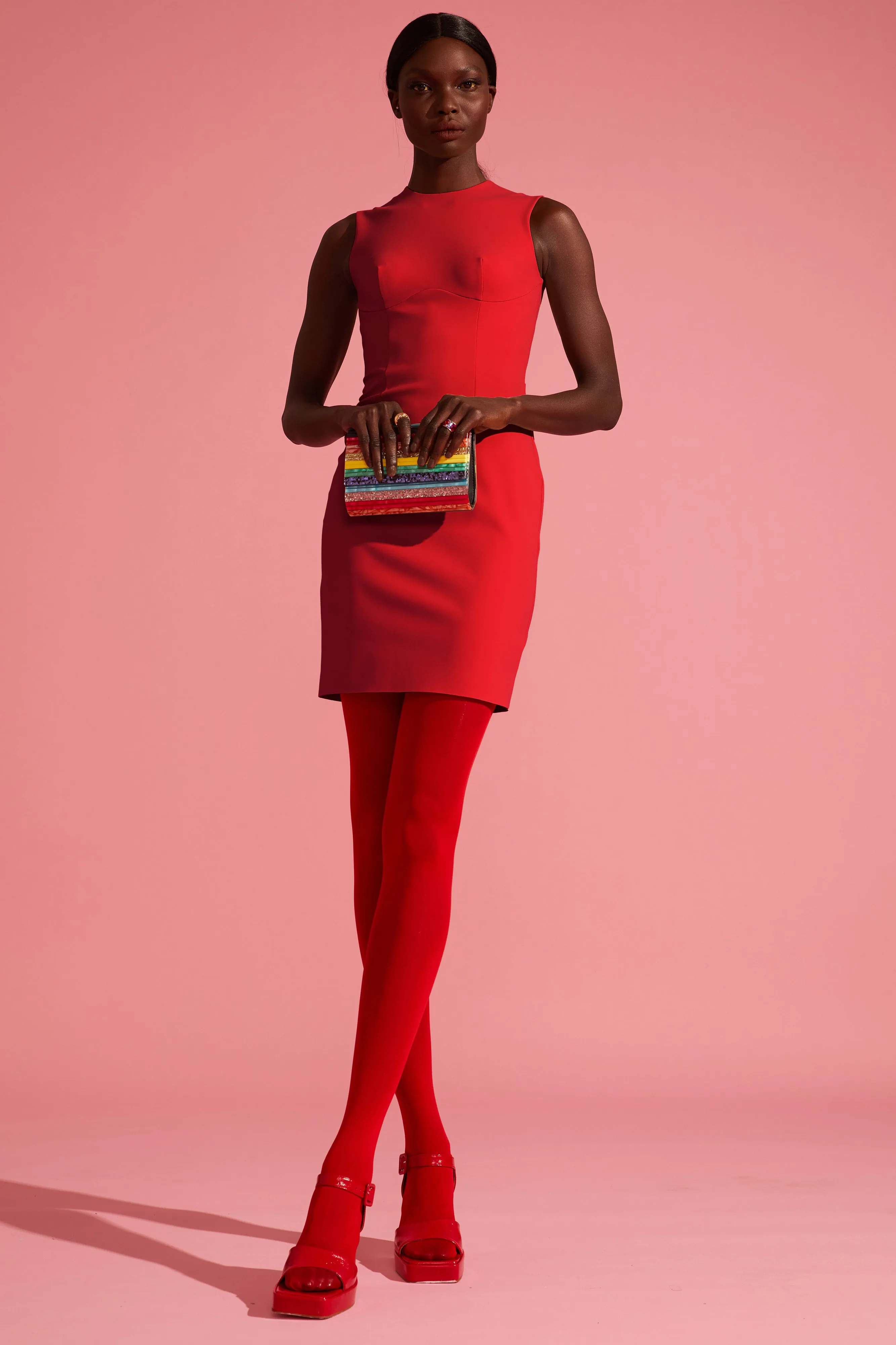 Mini Sheath Dress with Jewel Neckline