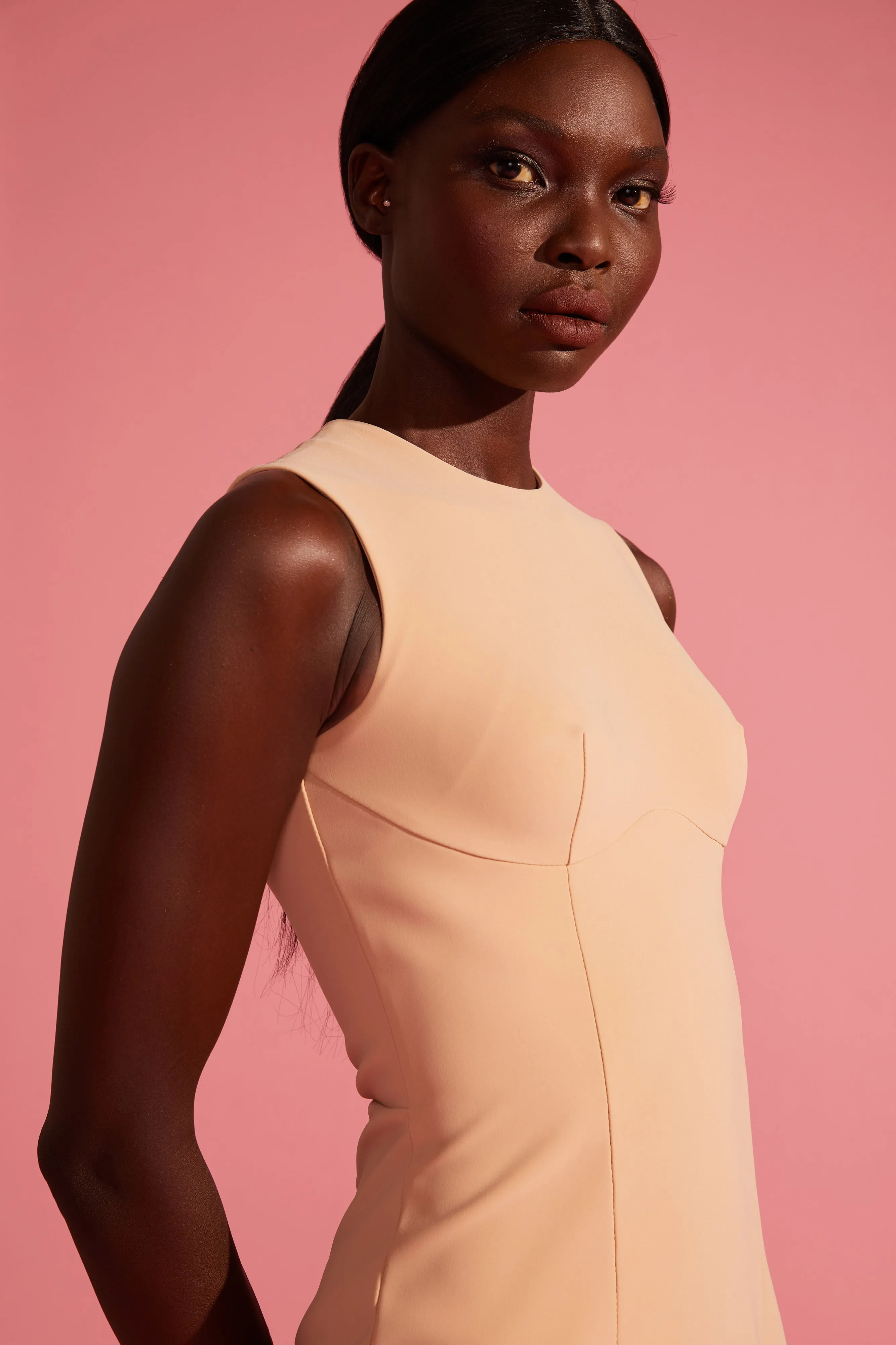Mini Sheath Dress with Jewel Neckline