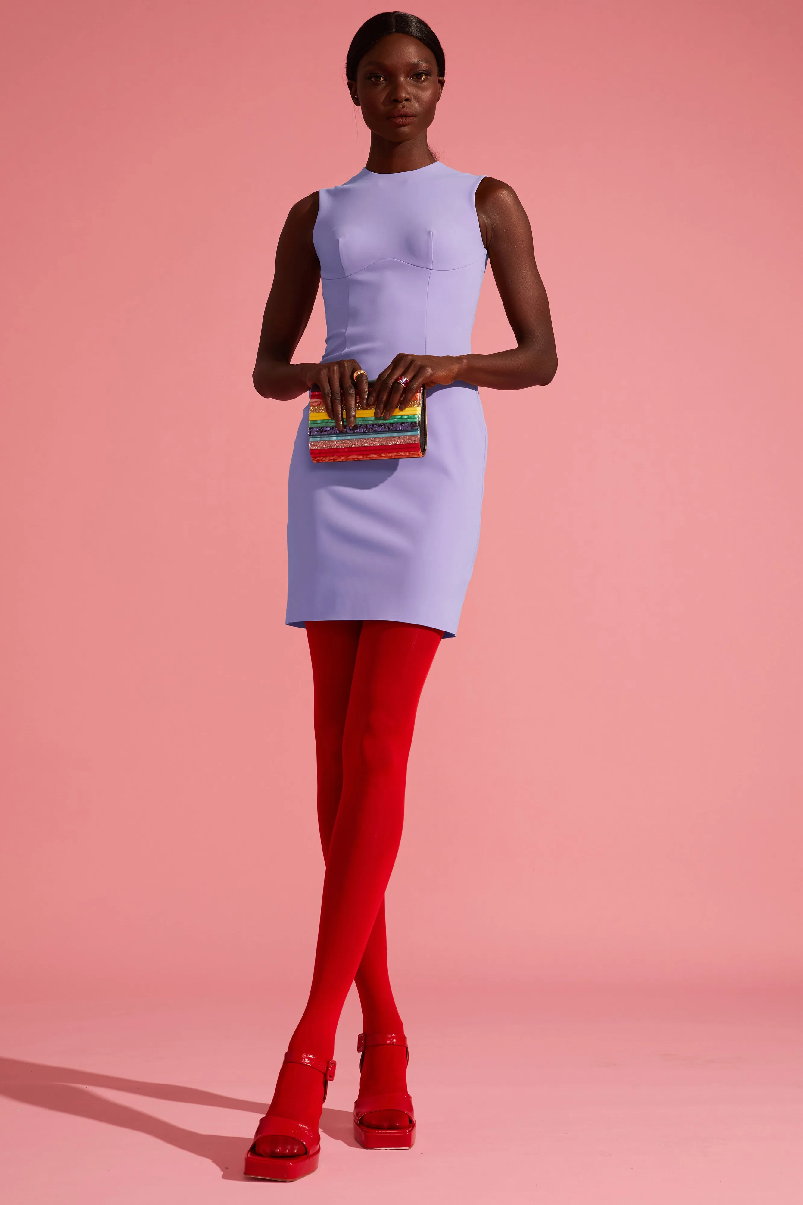 Mini Sheath Dress with Jewel Neckline