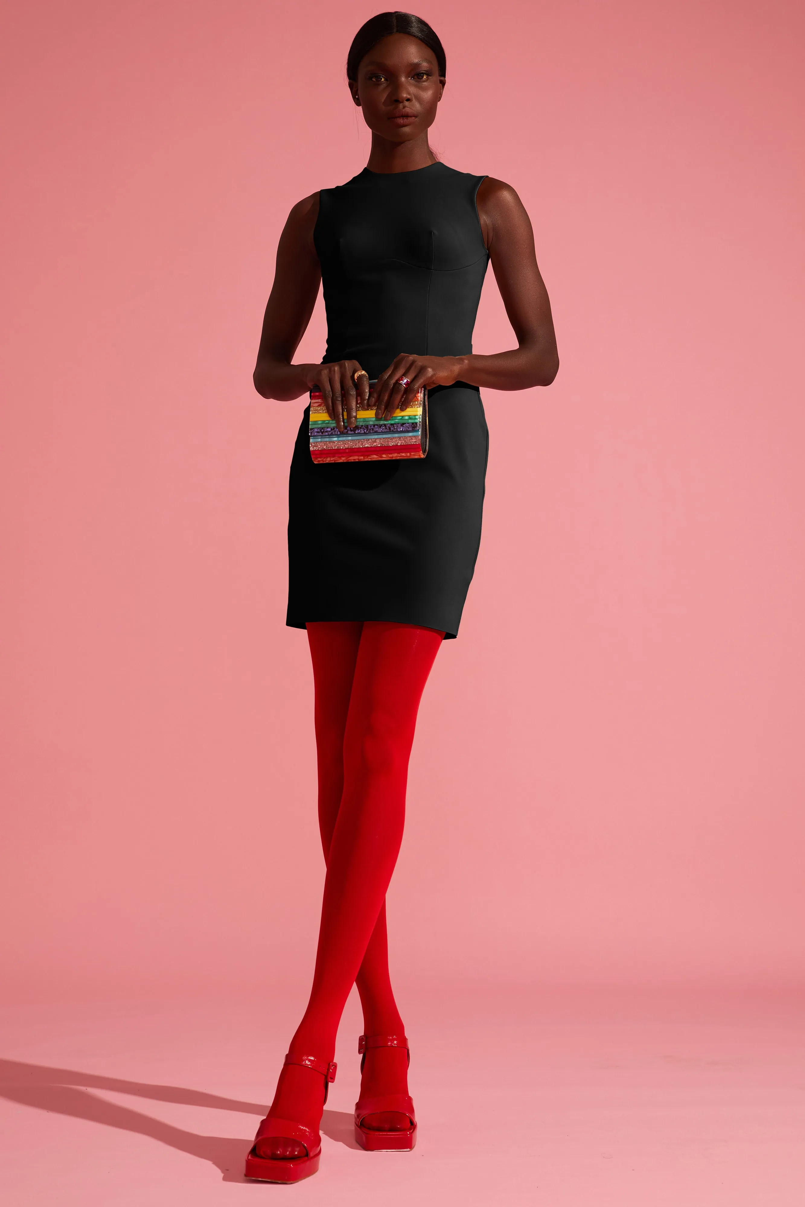 Mini Sheath Dress with Jewel Neckline