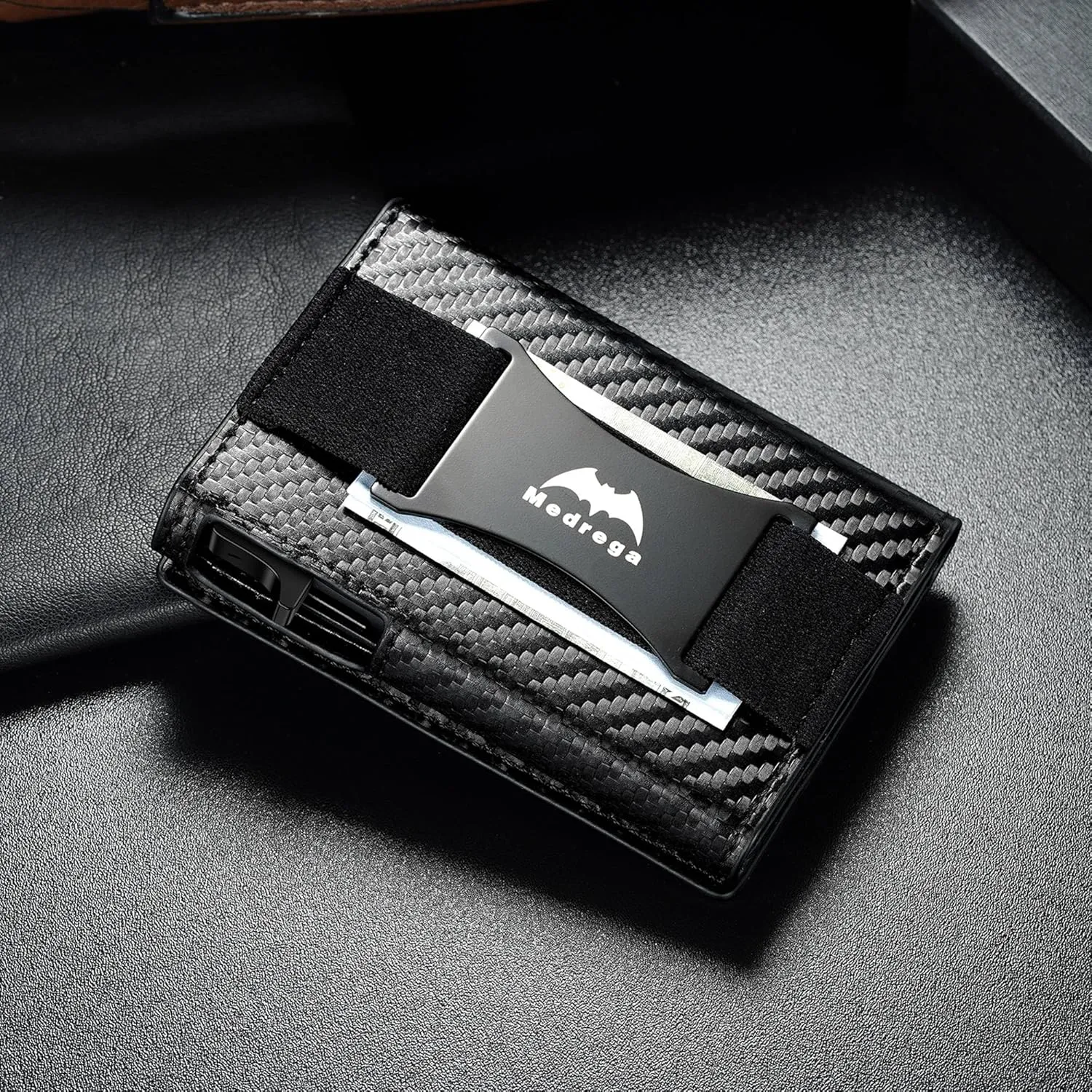 Smart Airtag Wallet for Men Slim: Pop up Card Wallet with Airtag Holder - Apple Air tag Wallet with Cash Strap - RFID Trifold Wallet Men for Gifts