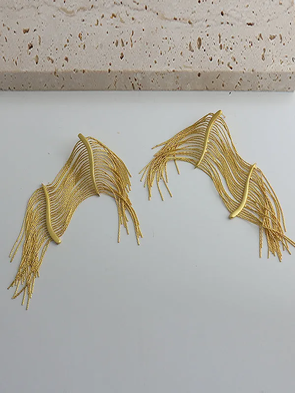 Solid Color Tasseled Drop Earrings