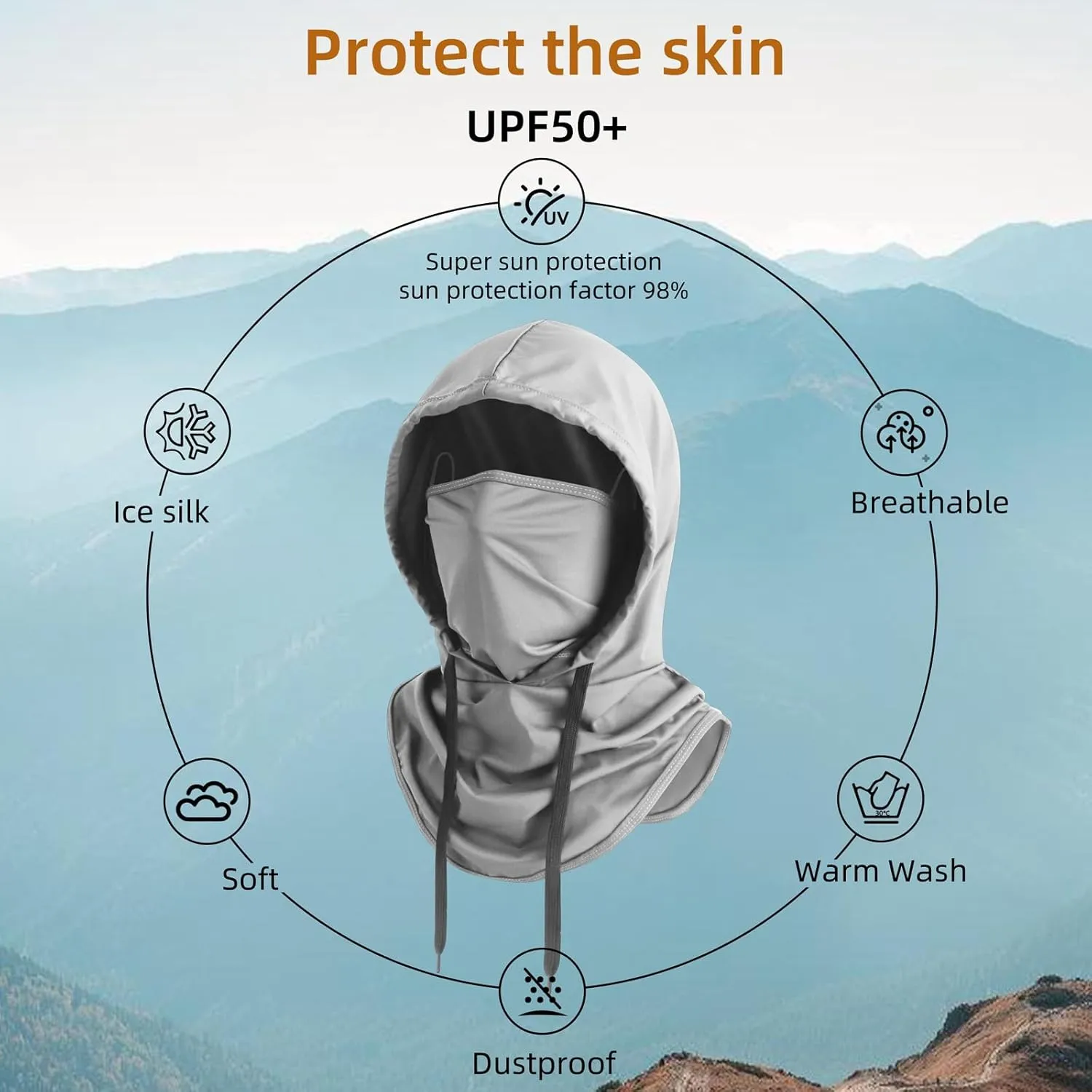 Summer Balaclava Face Mask with Breathable Holes Sun Face Shield UV Protection Full Head Mask for Men Women Fishing Cycling