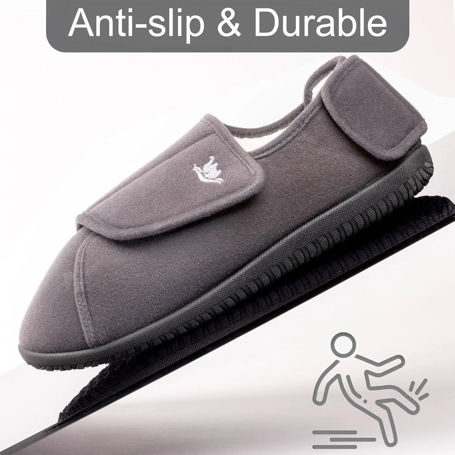 Women's Wide, Extra Wide 80-D Memory Foam Diabetic Slipper with Adjustable Closure Anti Slip Sole, Warm Plush Fleece Arthritis Edema Swollen Diabetic House Shoes